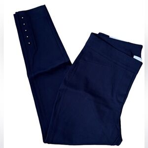 NWT Chico’s Ponte Knit Rivet Stud Ankle Leggings in Ink Blue Size 12